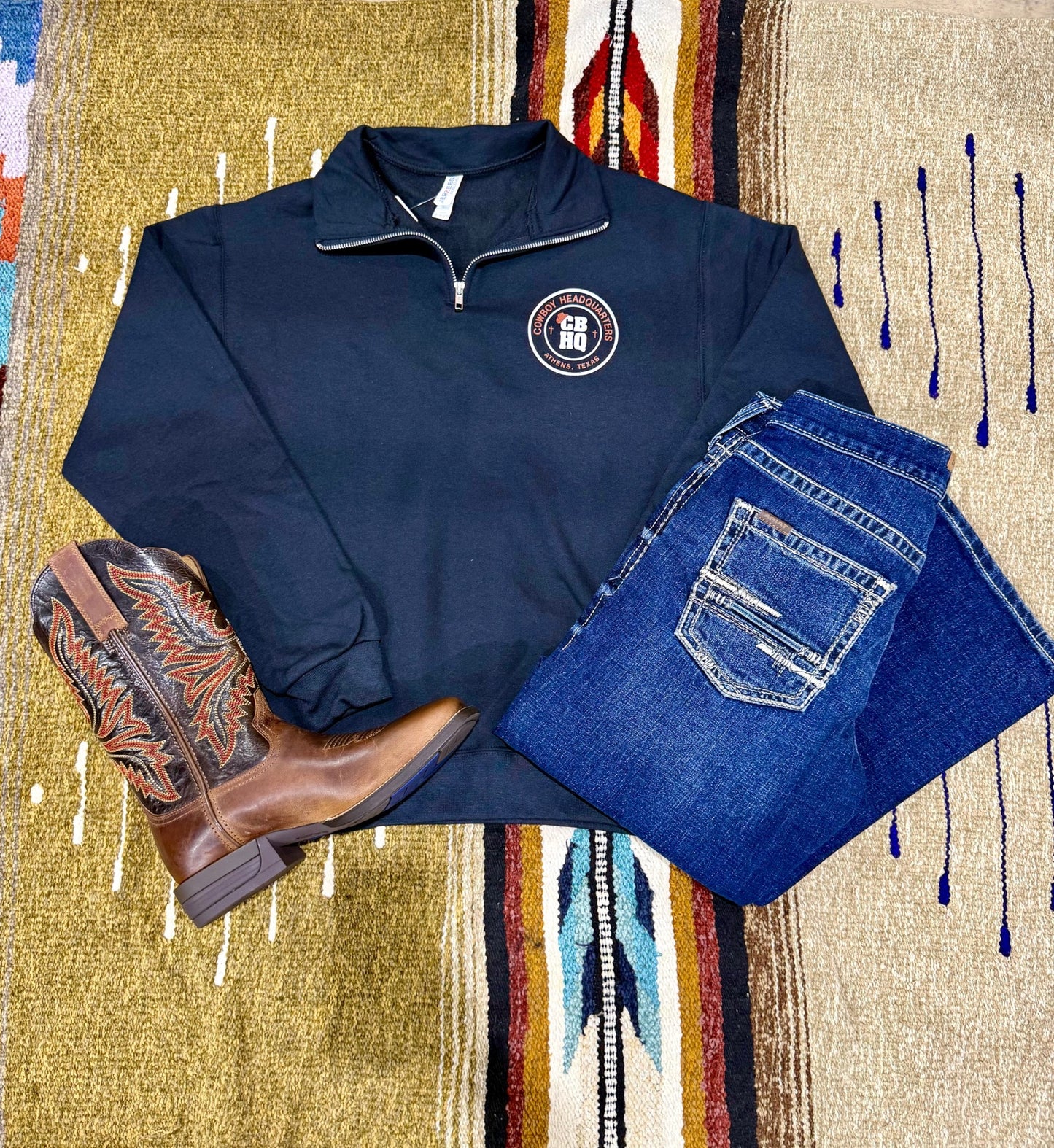 CBHQ 1/4 Zip Sweatshirt in Black