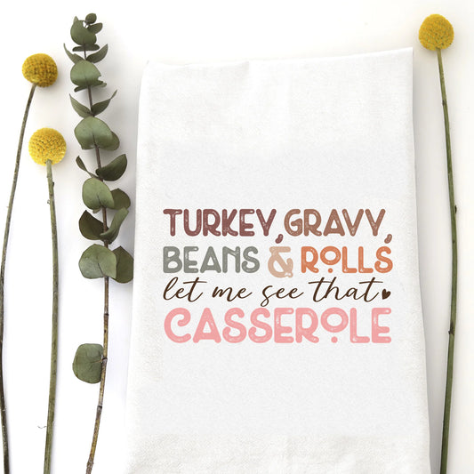 Turkey, Gravy, Beans & Rolls Tea Towel