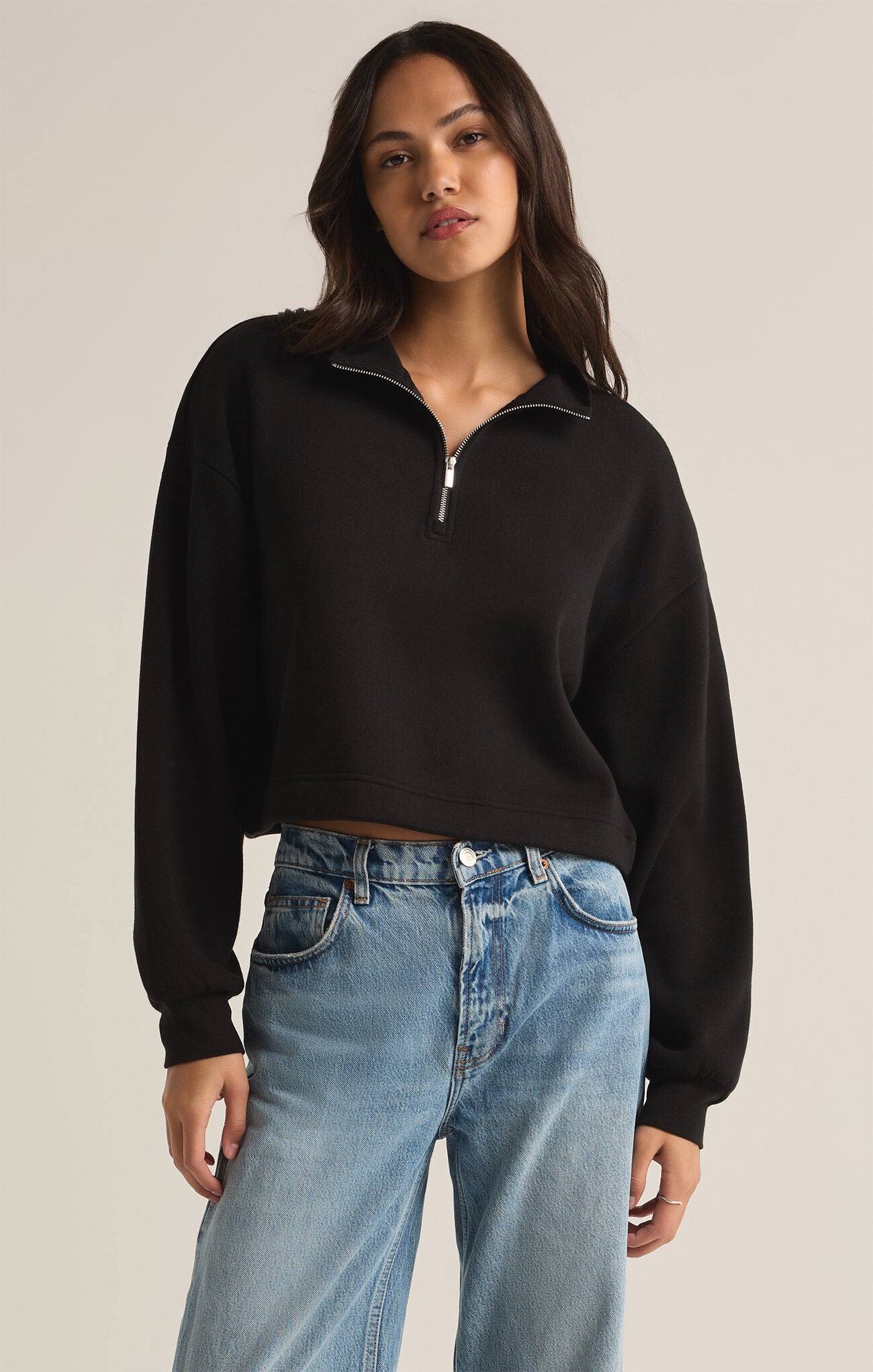 Z Supply Feeling The Moment Black Sweatshirt