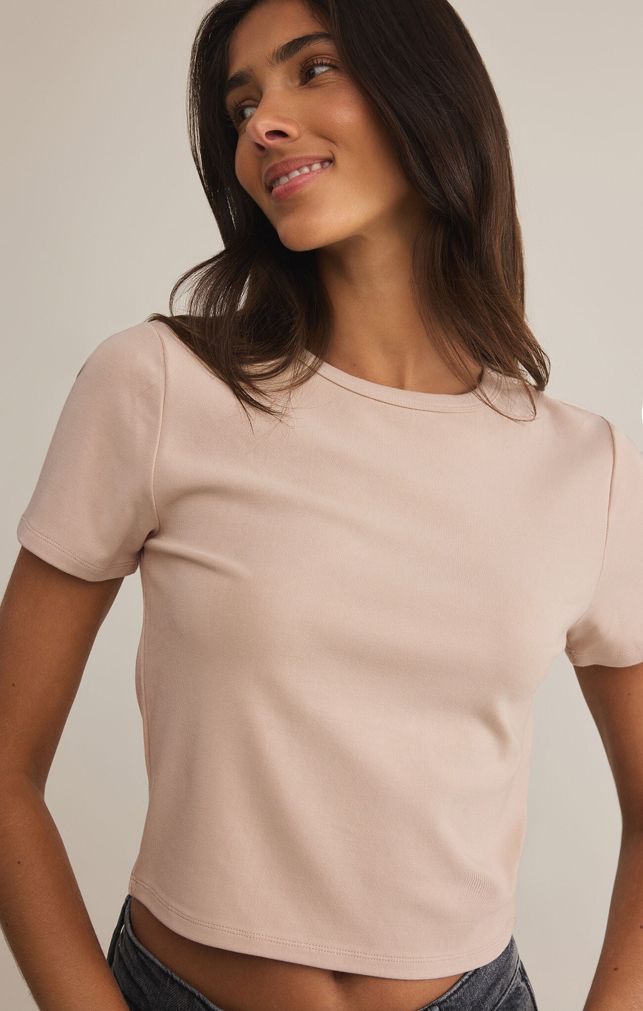 Z Supply Second Skin Crew Top in Parchment