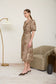 V-Neck Puff Sleeved Midi Dress in Cheetah Print