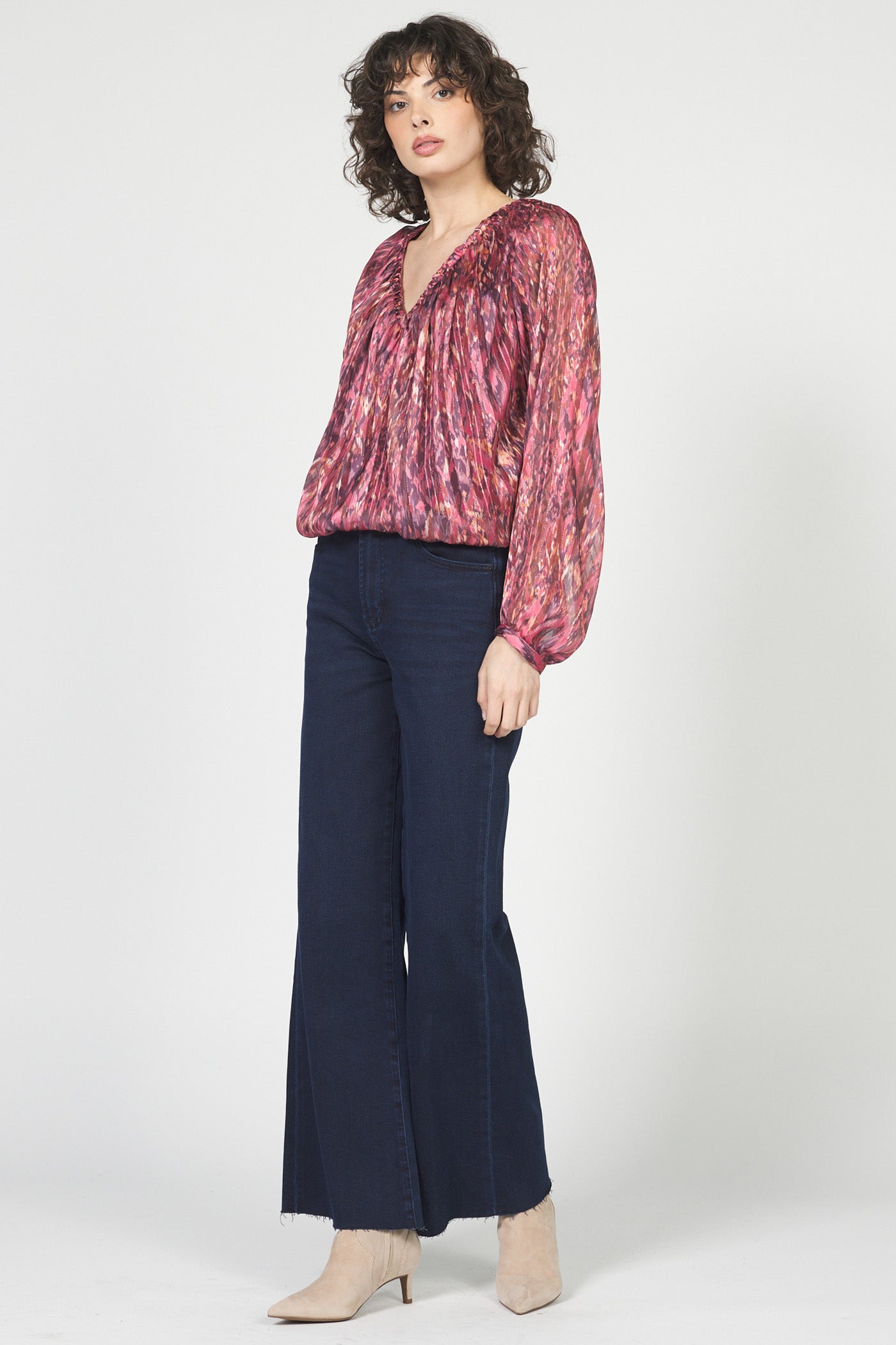 Dear John Piaf Top in Pomegranate Flame