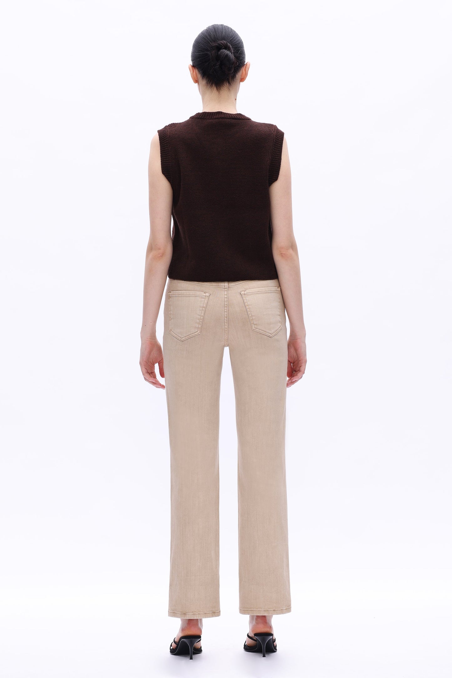 Bayeas High Rise Creased Straight Leg Pants in Khaki