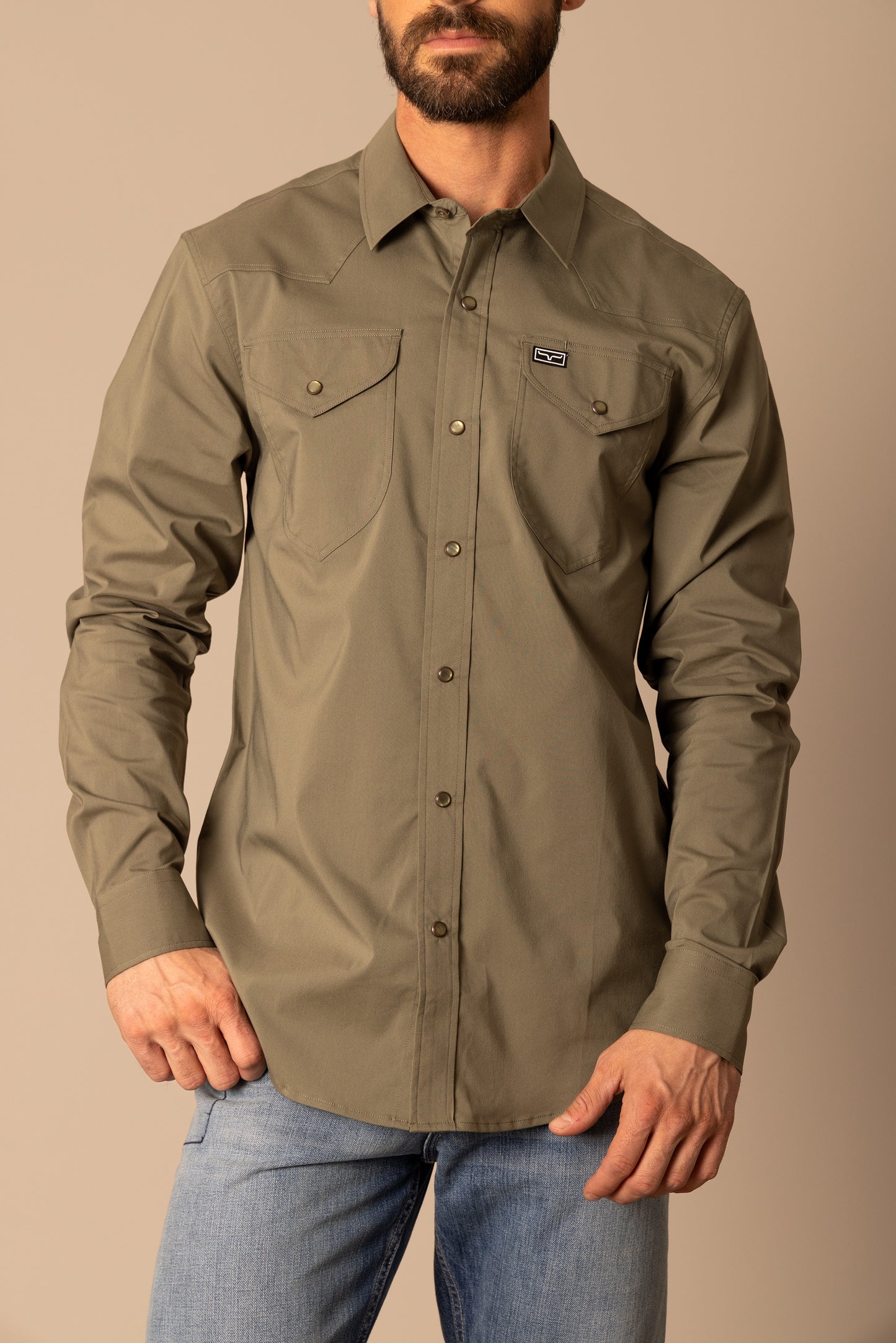 Kimes Ranch Blackout Dress Shirt in Army Green