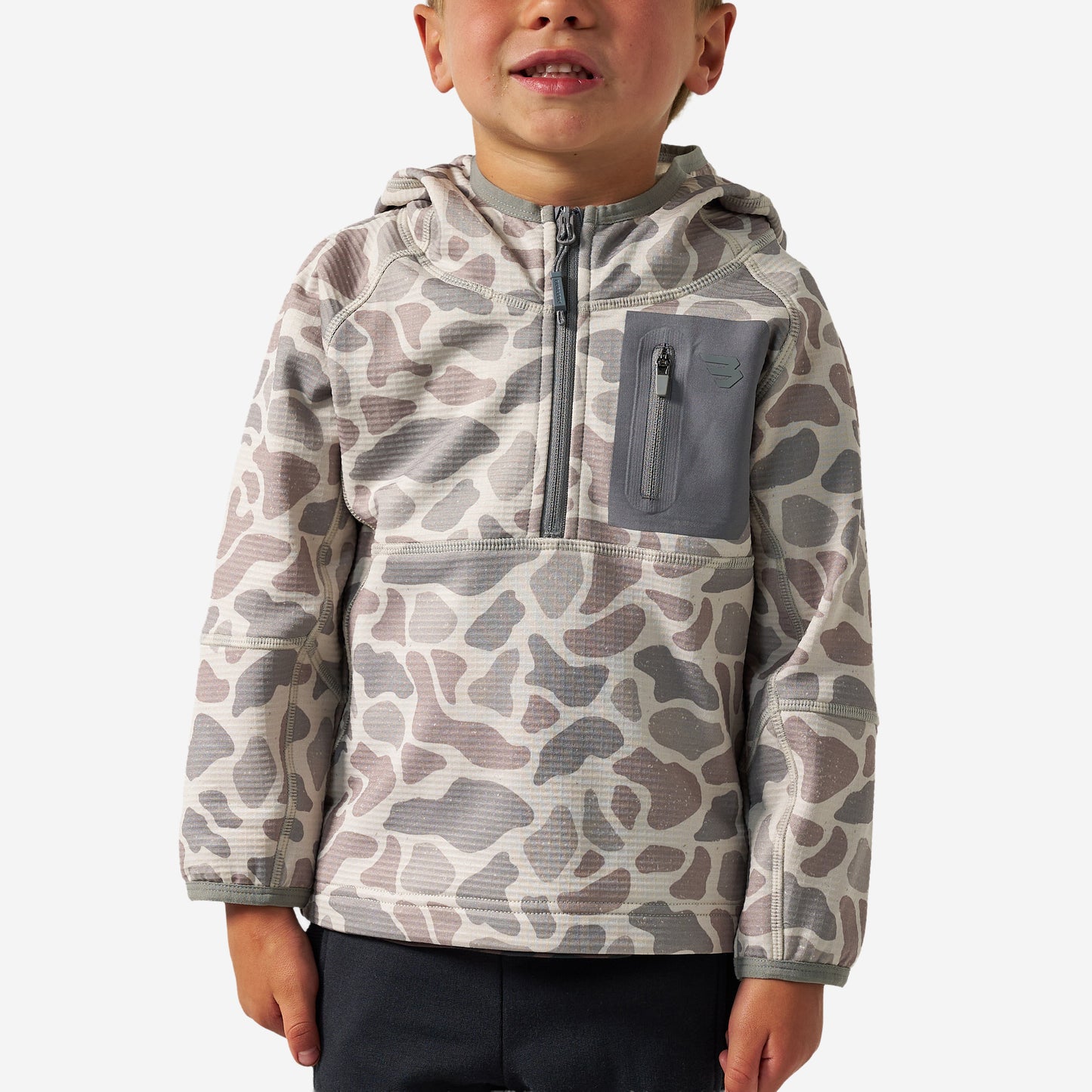 Burlebo Youth Blaze Tech Quarter Zip in Classic Deer Camo