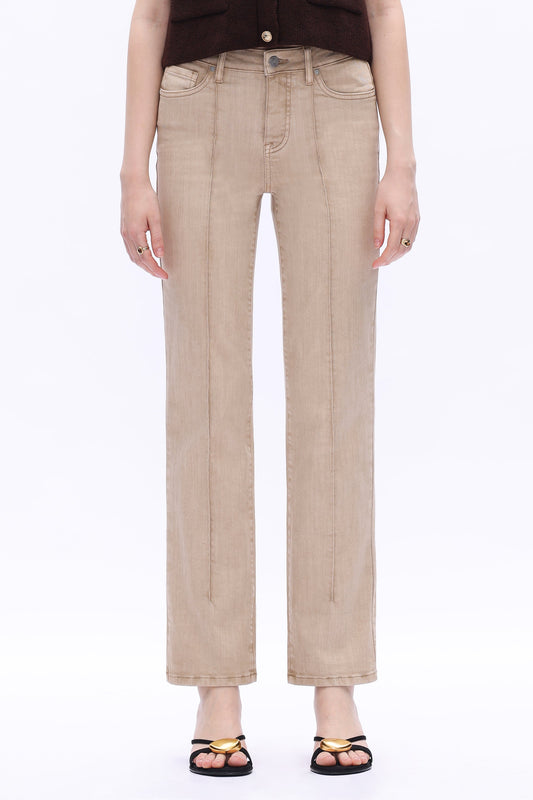 Bayeas High Rise Creased Straight Leg Pants in Khaki