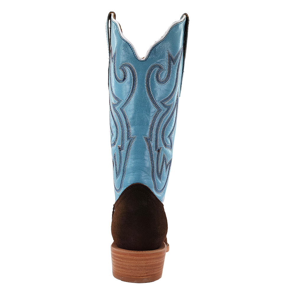 R. Watson Women’s Sky Blue and Chocolate Heavy Roughout Narrow Square 13″ Boot