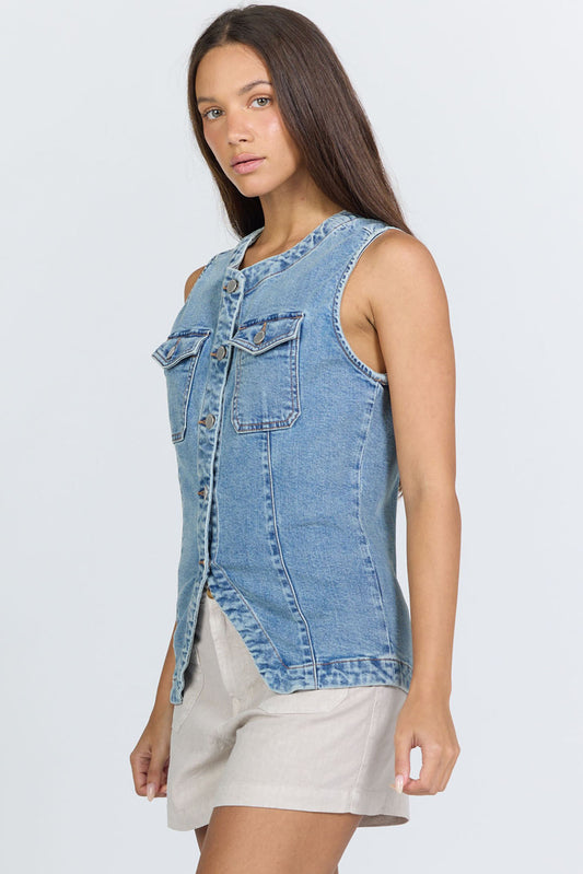 Dear John Kinsey Vest in Twilight Sky