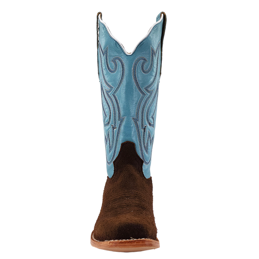 R. Watson Women’s Sky Blue and Chocolate Heavy Roughout Narrow Square 13″ Boot
