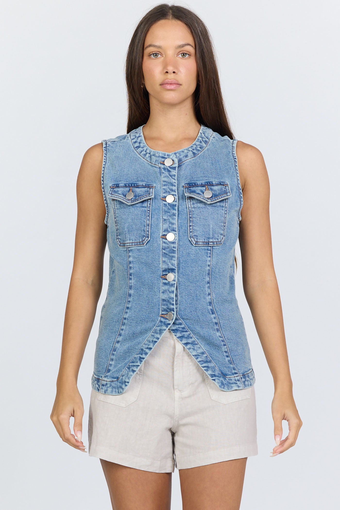 Dear John Kinsey Vest in Twilight Sky