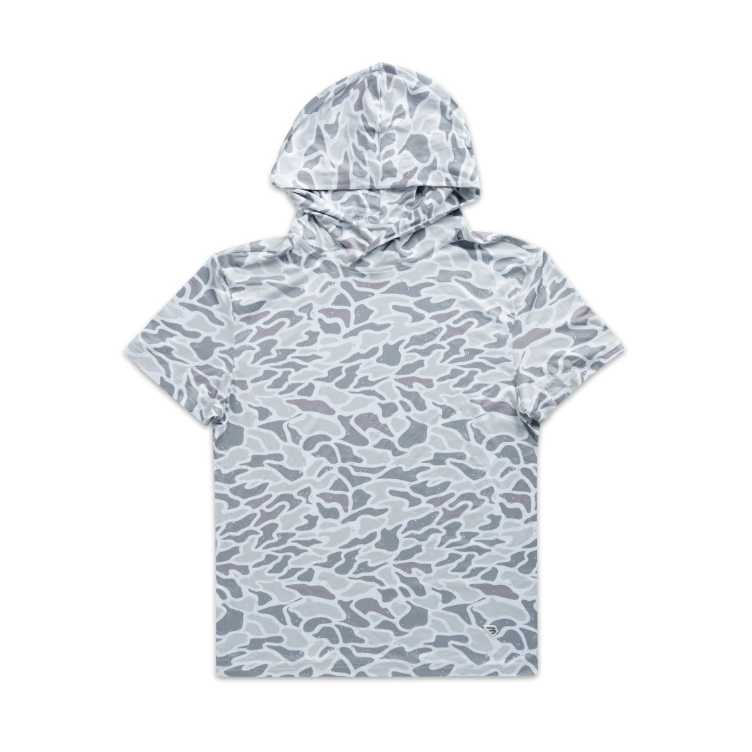 Burlebo Short Sleeve Performance Hoodie in White Camo