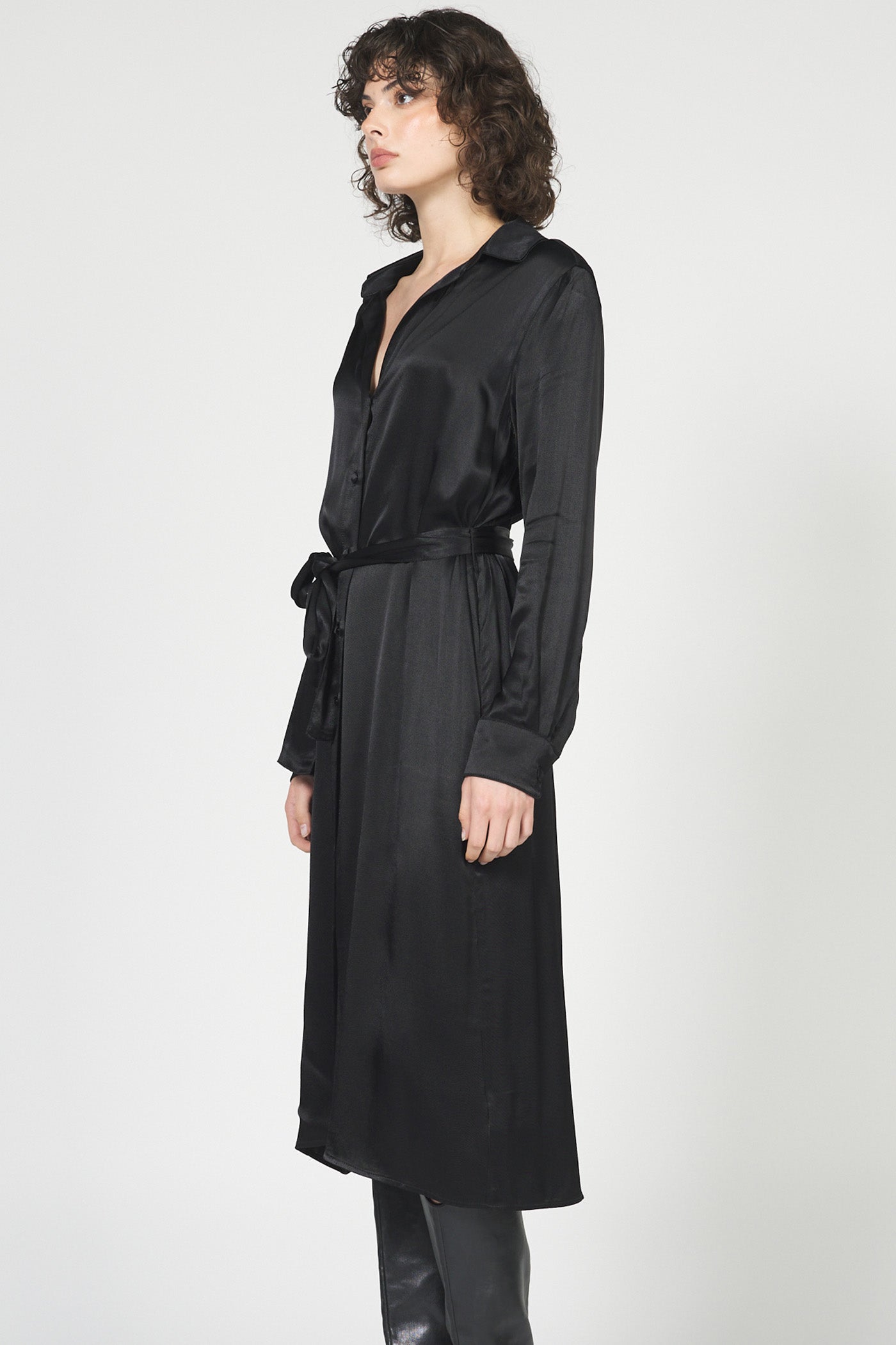 Dear John Galina Satin Dress in Black