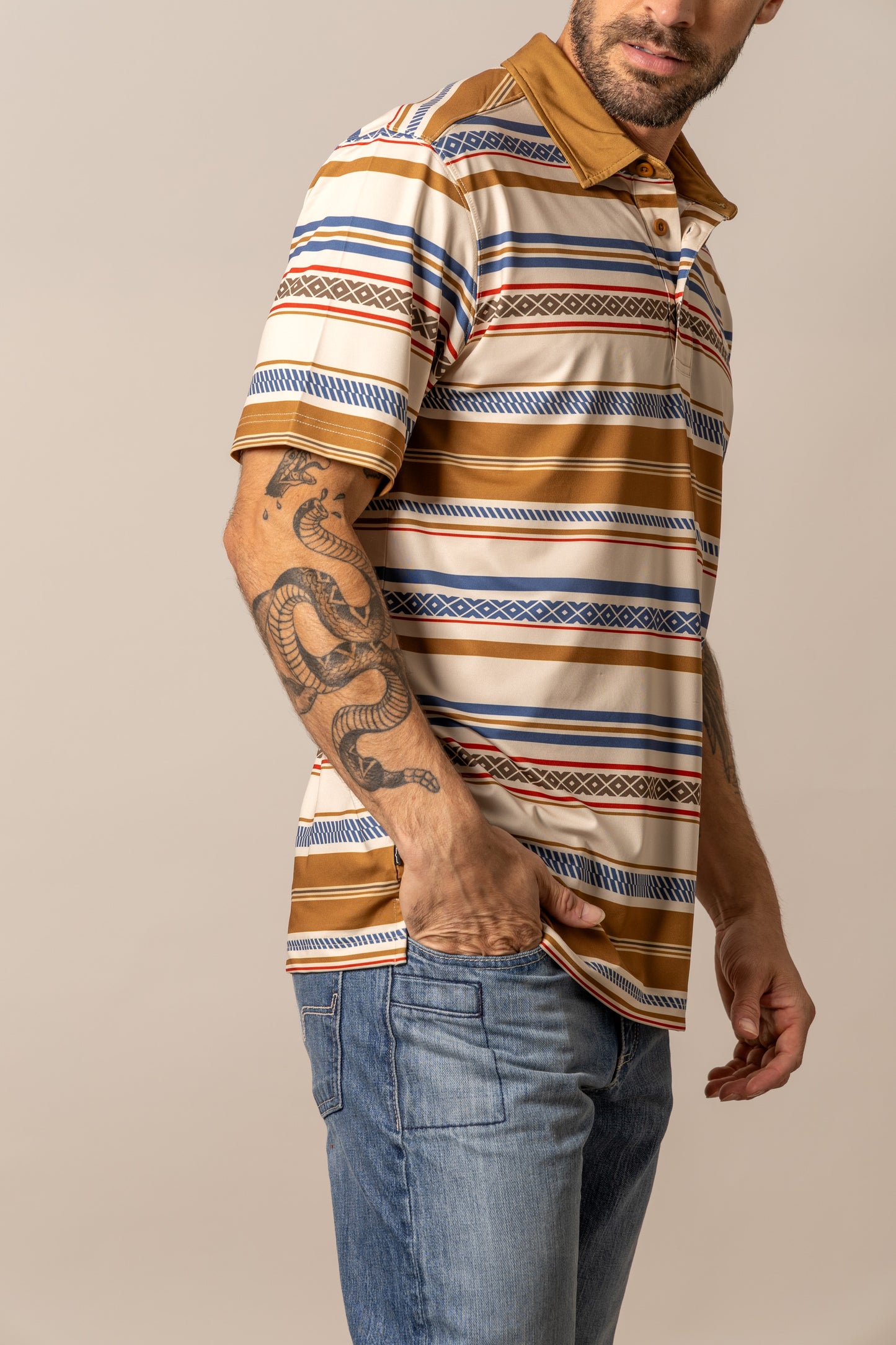 Kimes Ranch Mackin Stripe Polo in Natural