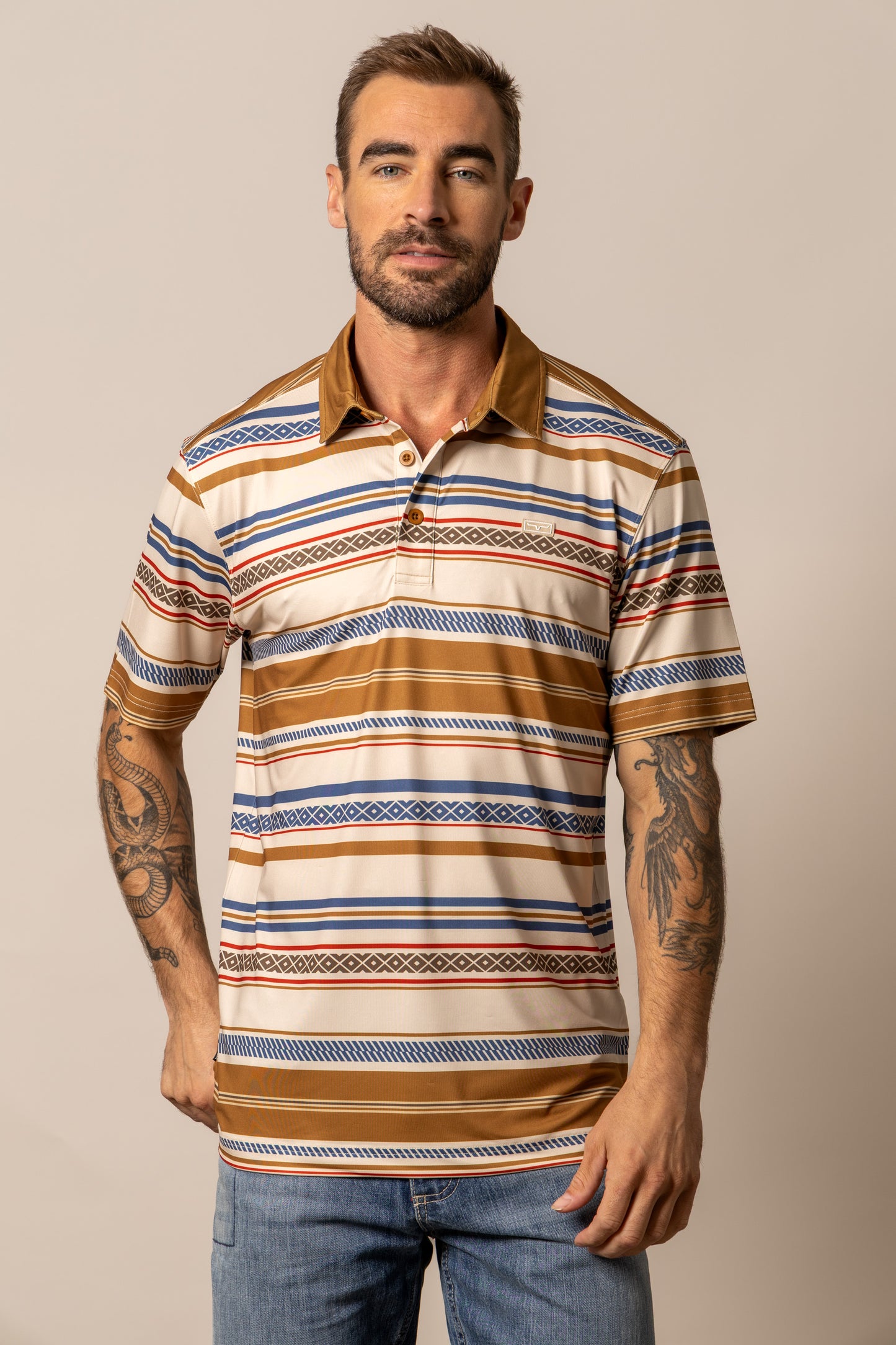 Kimes Ranch Mackin Stripe Polo in Natural