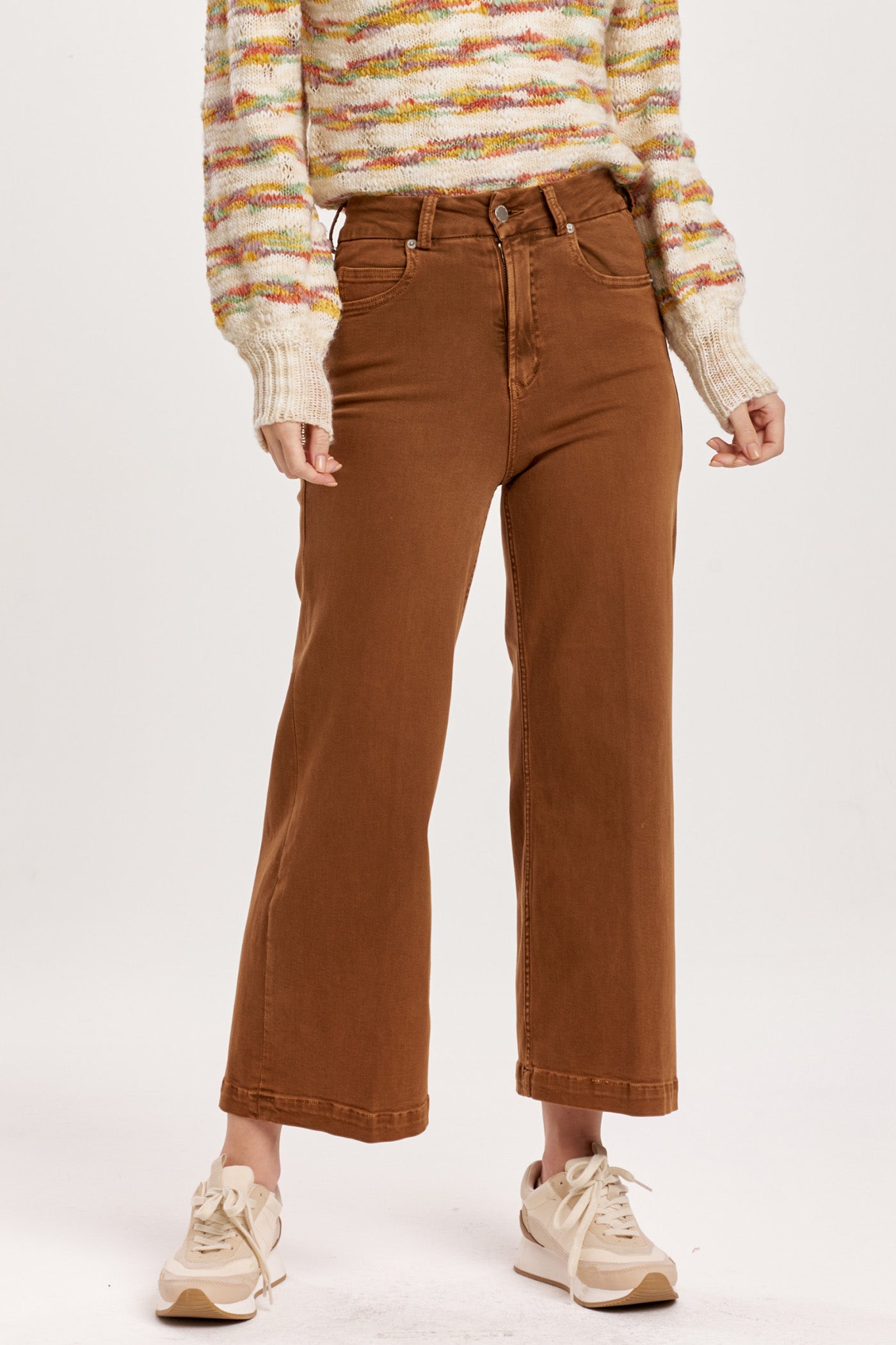 Dear John Denim Audrey Super High Rise Cropped Wide Leg Jean in Burnt Sienna