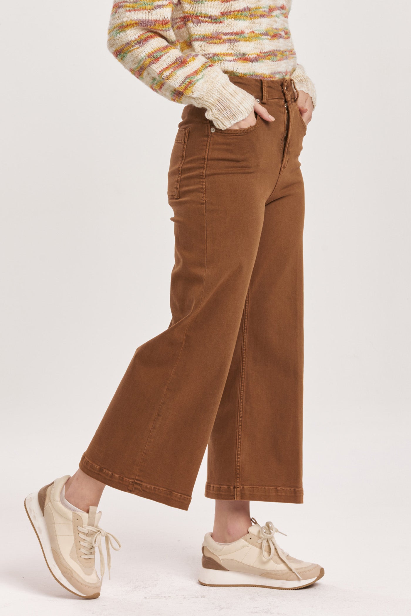 Dear John Denim Audrey Super High Rise Cropped Wide Leg Jean in Burnt Sienna