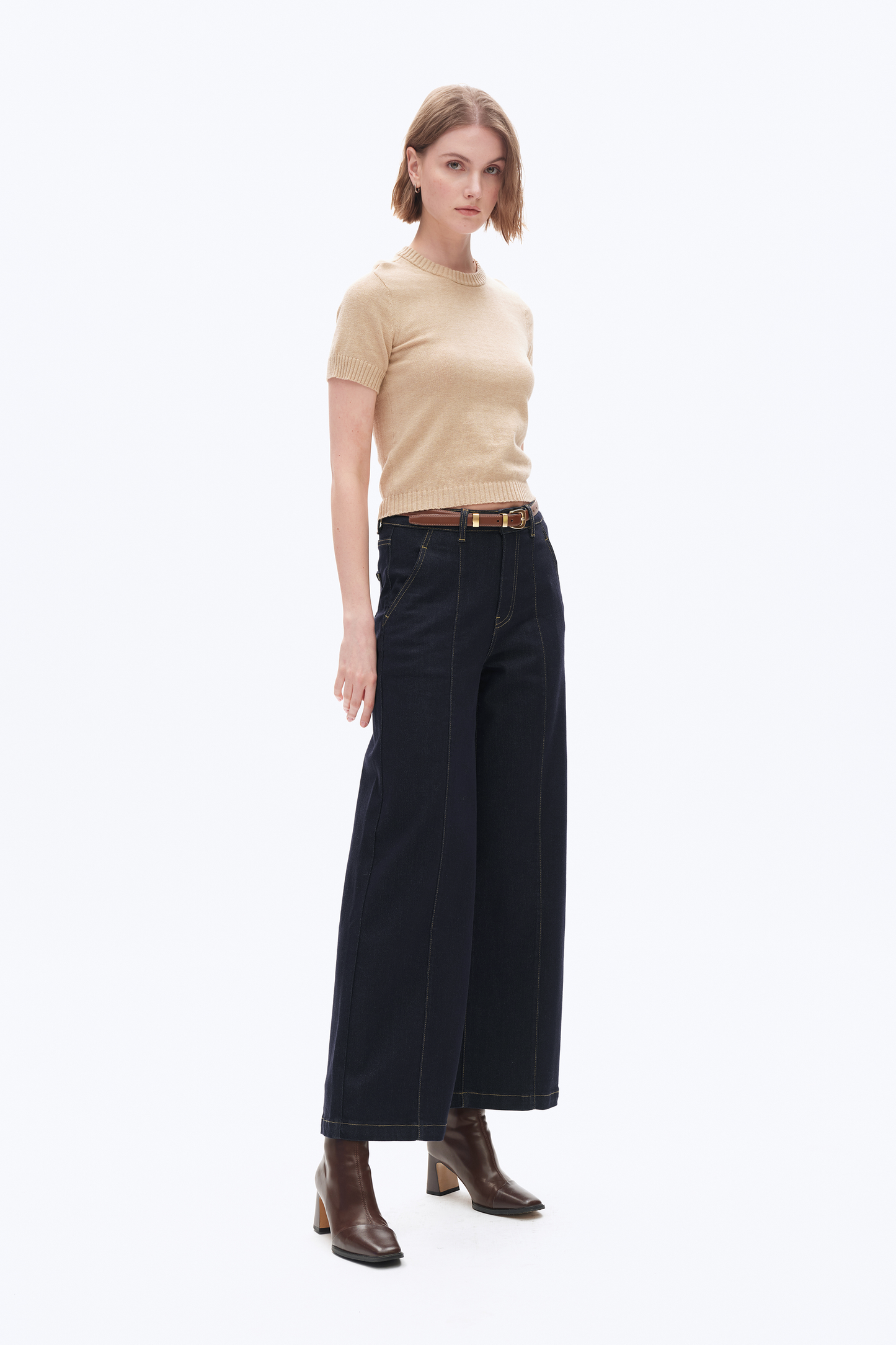 Bayeas Super High Rise Creased Wide Leg Jeans