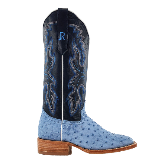 R. Watson Women’s Full Quill Ostrich Wide Square 13″ in Denim