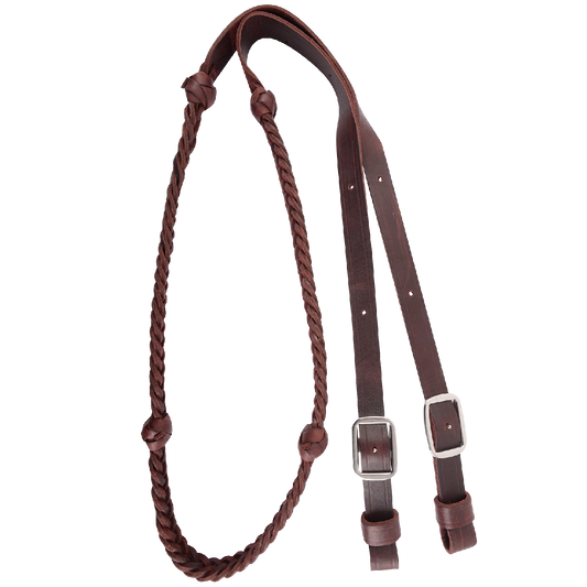 Martin Saddlery Braided 5-Strand Barrel Rein with Knots 7/8" Thick Buckle Ends