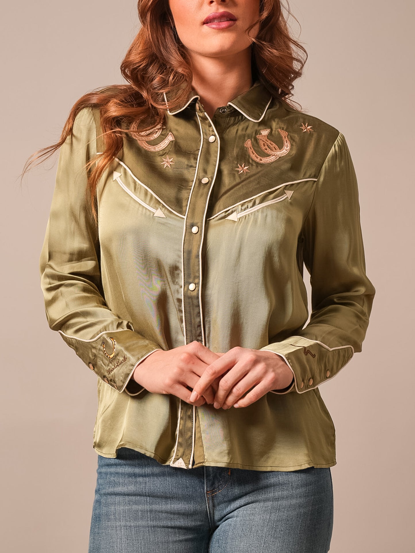 Kimes Ranch Merada Retro Pearl Snap Shirt in Moss