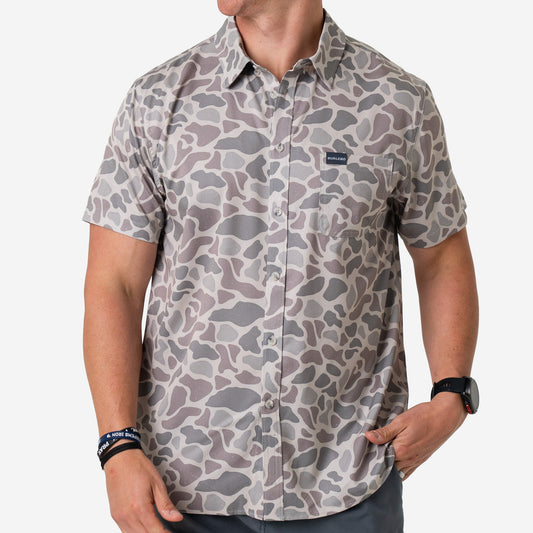 Burlebo Performance Button Up in Classic Deer Camo