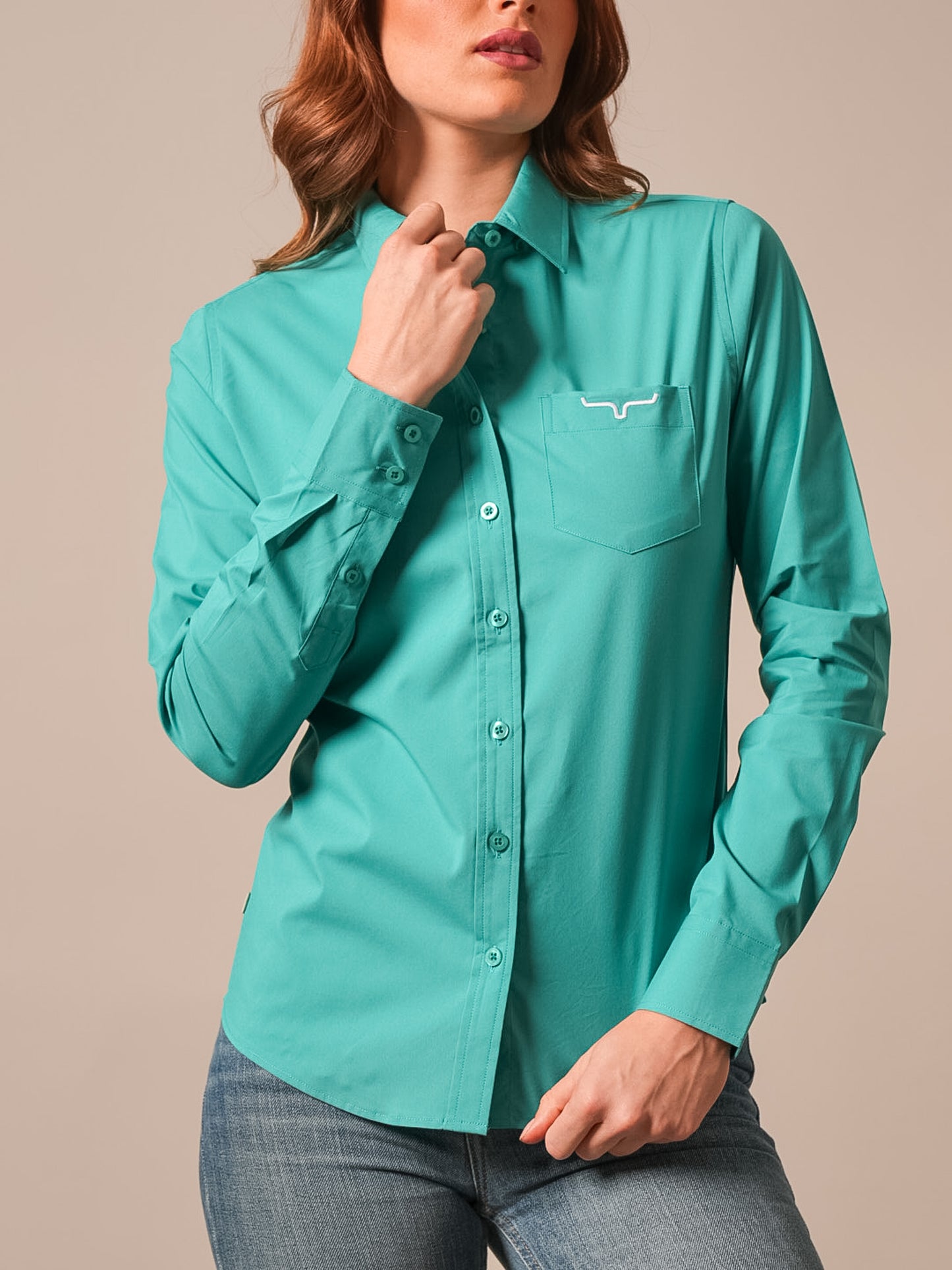 Kimes Ranch Ladies KR Team Shirt in Teal