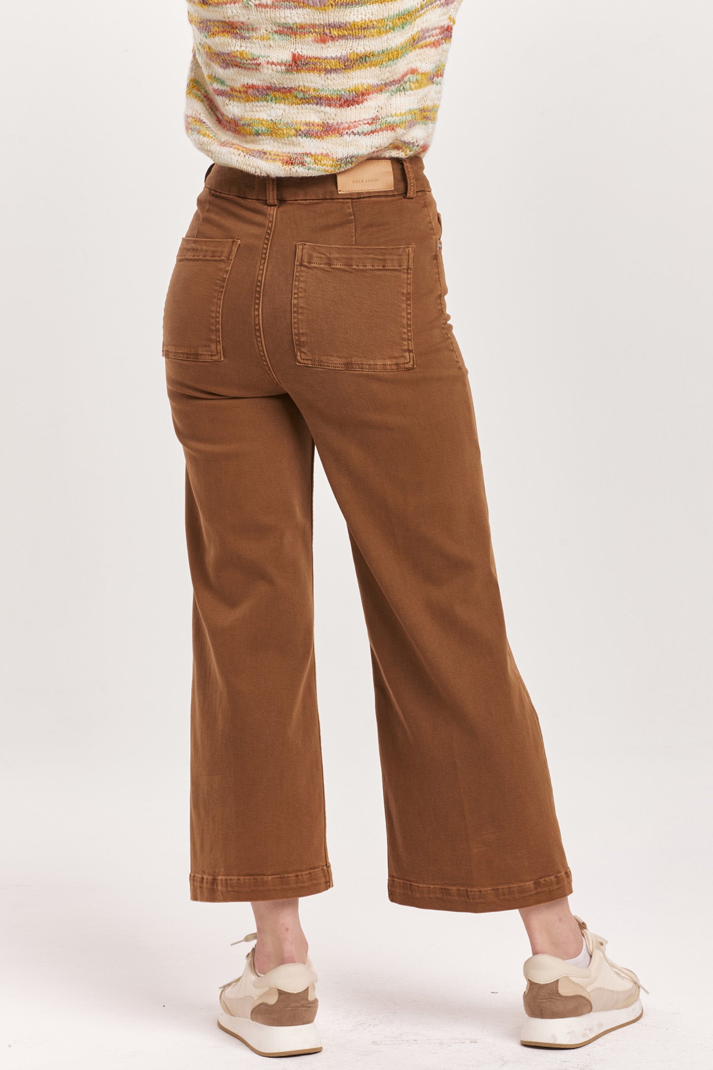 Dear John Denim Audrey Super High Rise Cropped Wide Leg Jean in Burnt Sienna