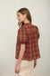 Bubble Sleeve Blouse in Rust Plaid