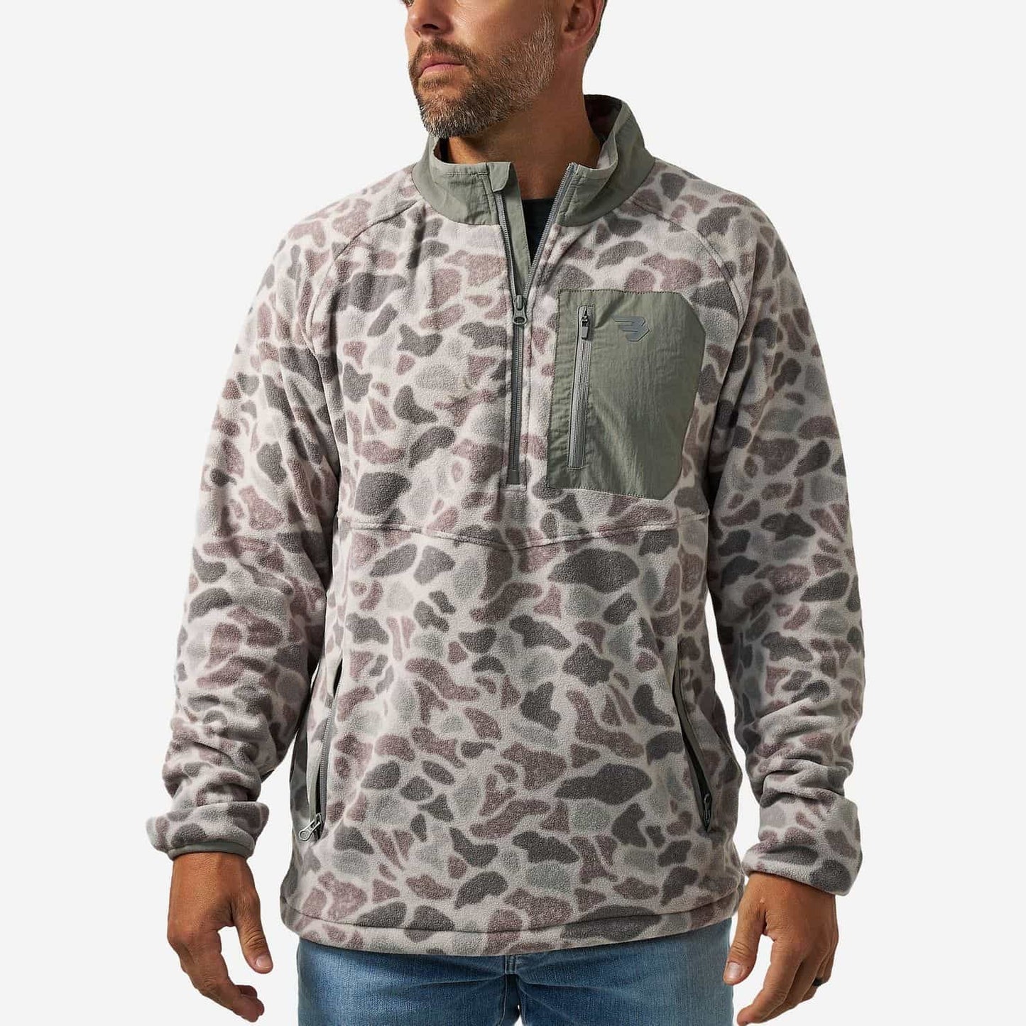 Burlebo The Micro Fleece Half Zip in Classic Deer Camo