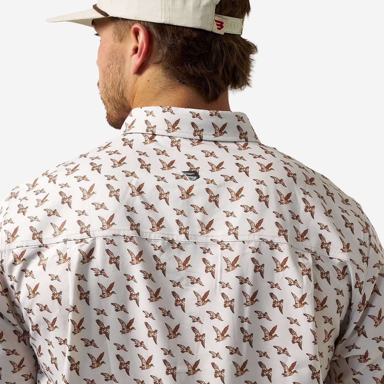Burlebo Performance Button Up in Mallards Flying In