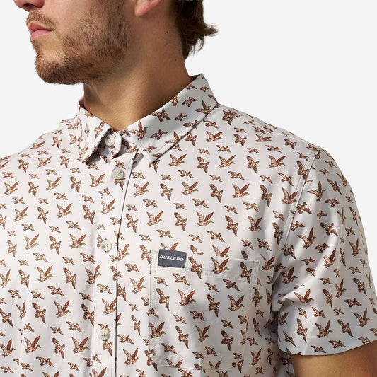 Burlebo Performance Button Up in Mallards Flying In