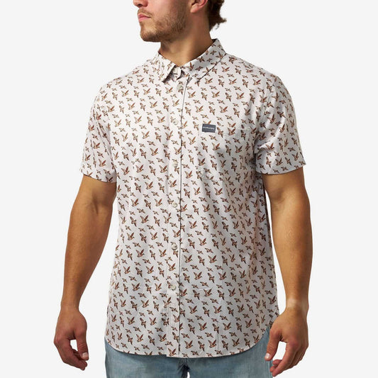 Burlebo Performance Button Up in Mallards Flying In