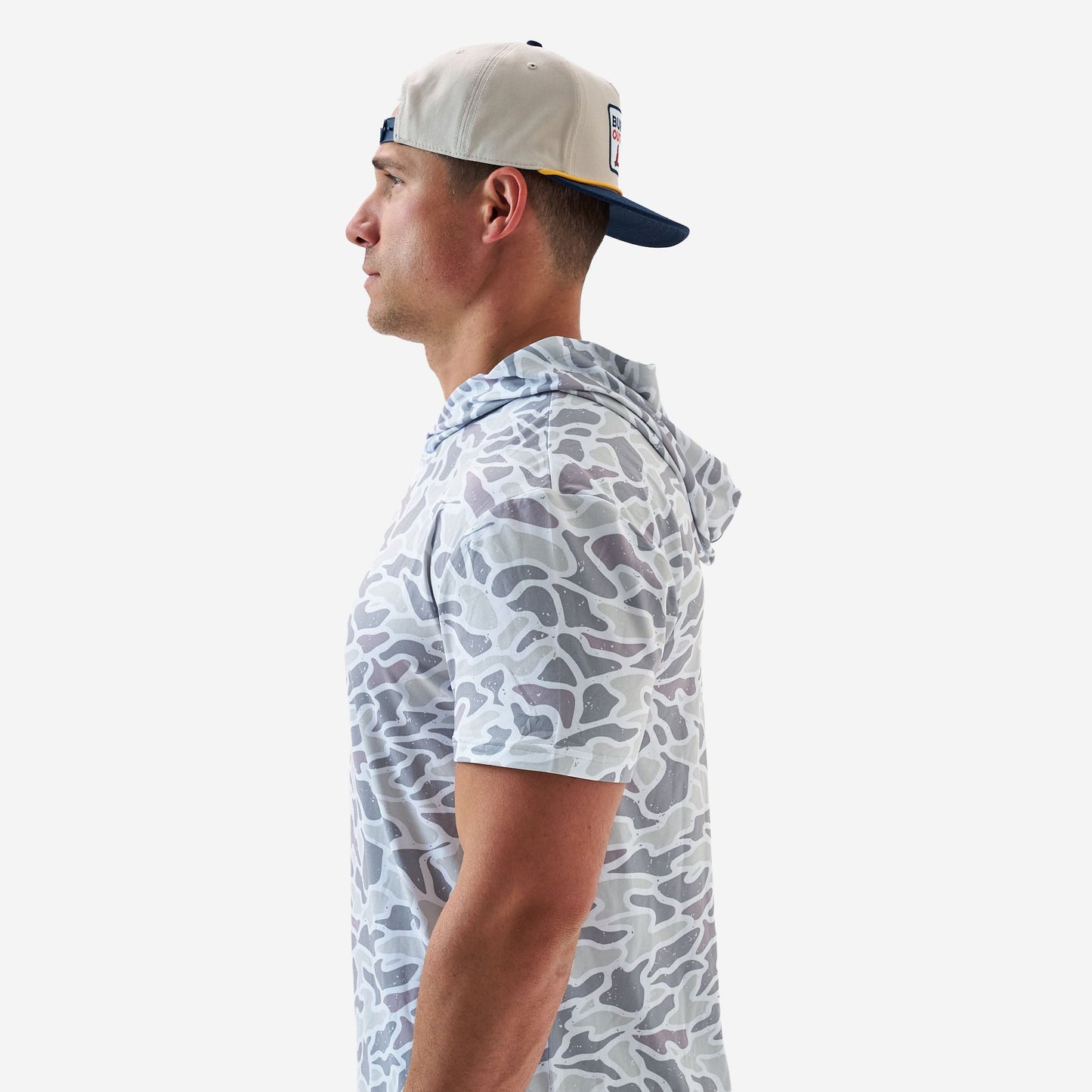 Burlebo Short Sleeve Performance Hoodie in White Camo