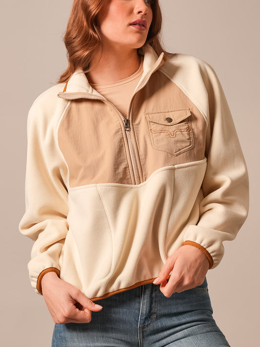 Kimes Ranch Indie Half Zip Fleece Pullover in Natural