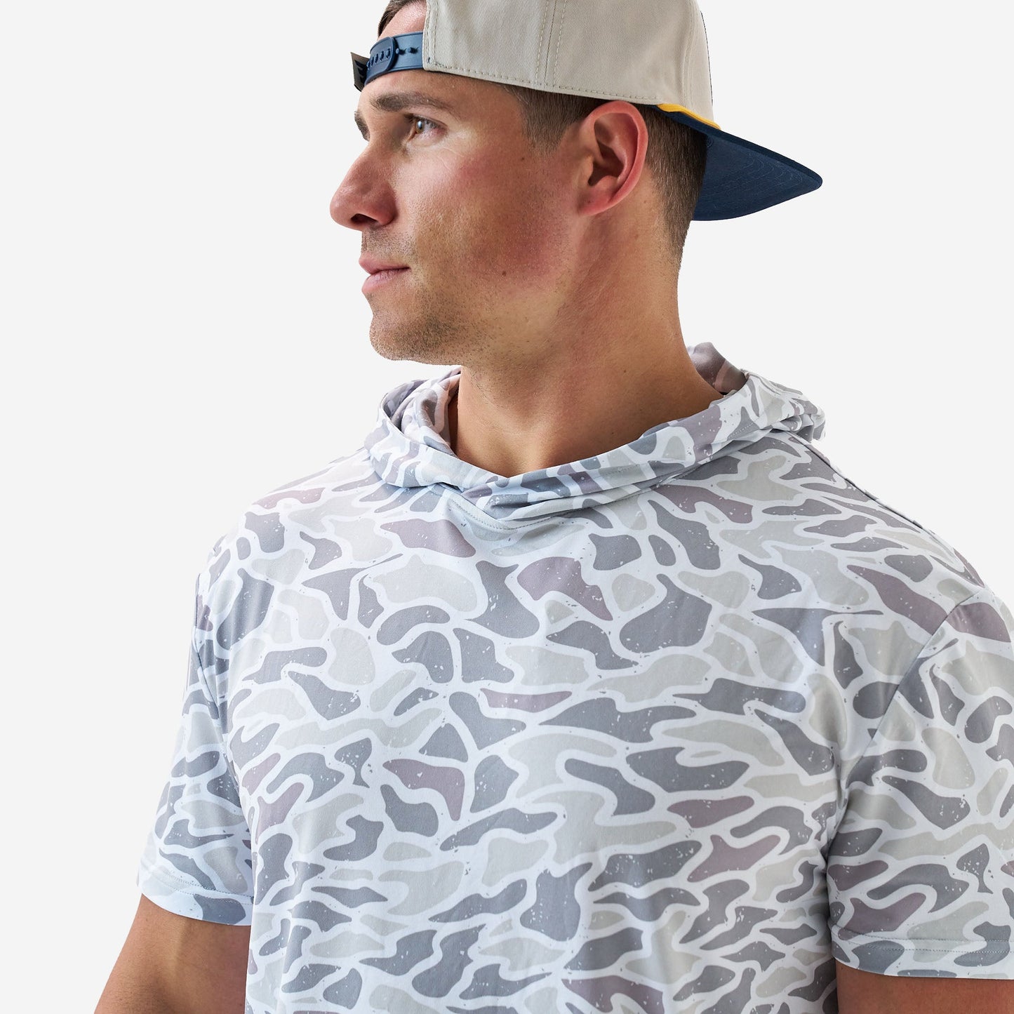 Burlebo Short Sleeve Performance Hoodie in White Camo