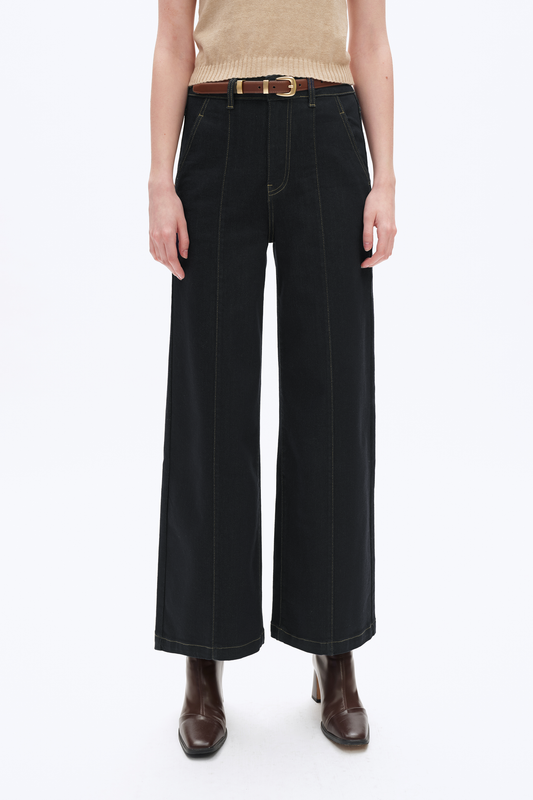Bayeas Super High Rise Creased Wide Leg Jeans