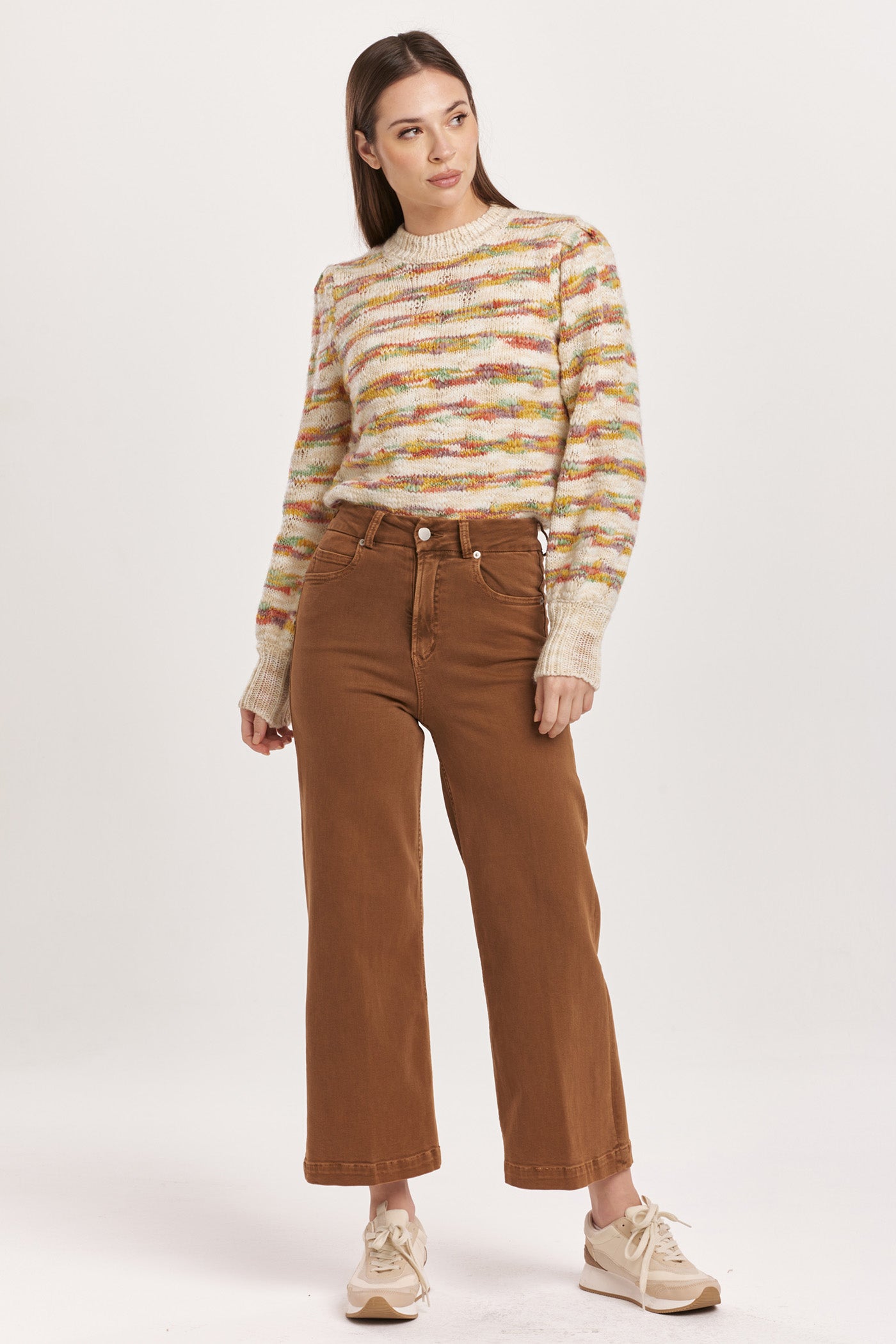 Dear John Denim Audrey Super High Rise Cropped Wide Leg Jean in Burnt Sienna