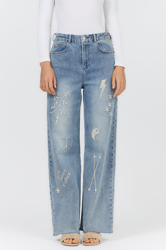 Dear John Denim Audrey Wide Leg Jean in Sketchbook Fade