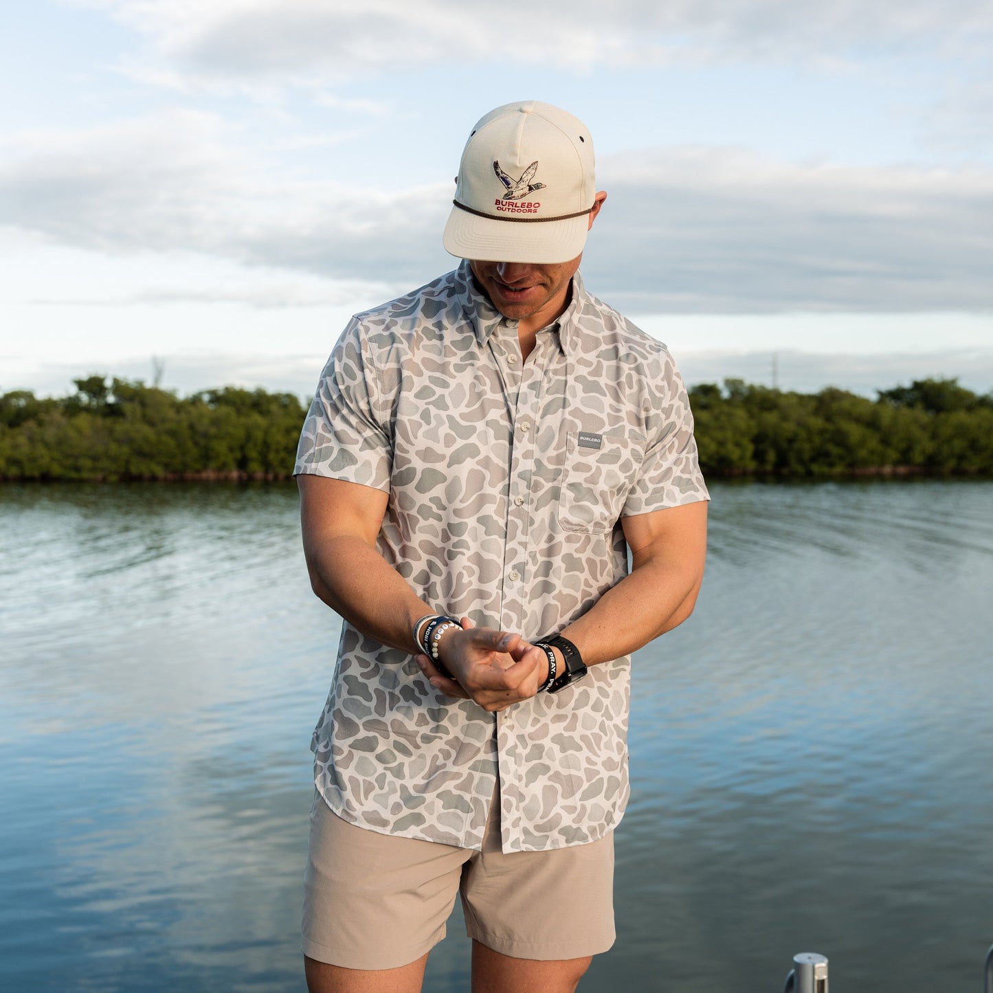Burlebo Performance Button Up in Classic Deer Camo