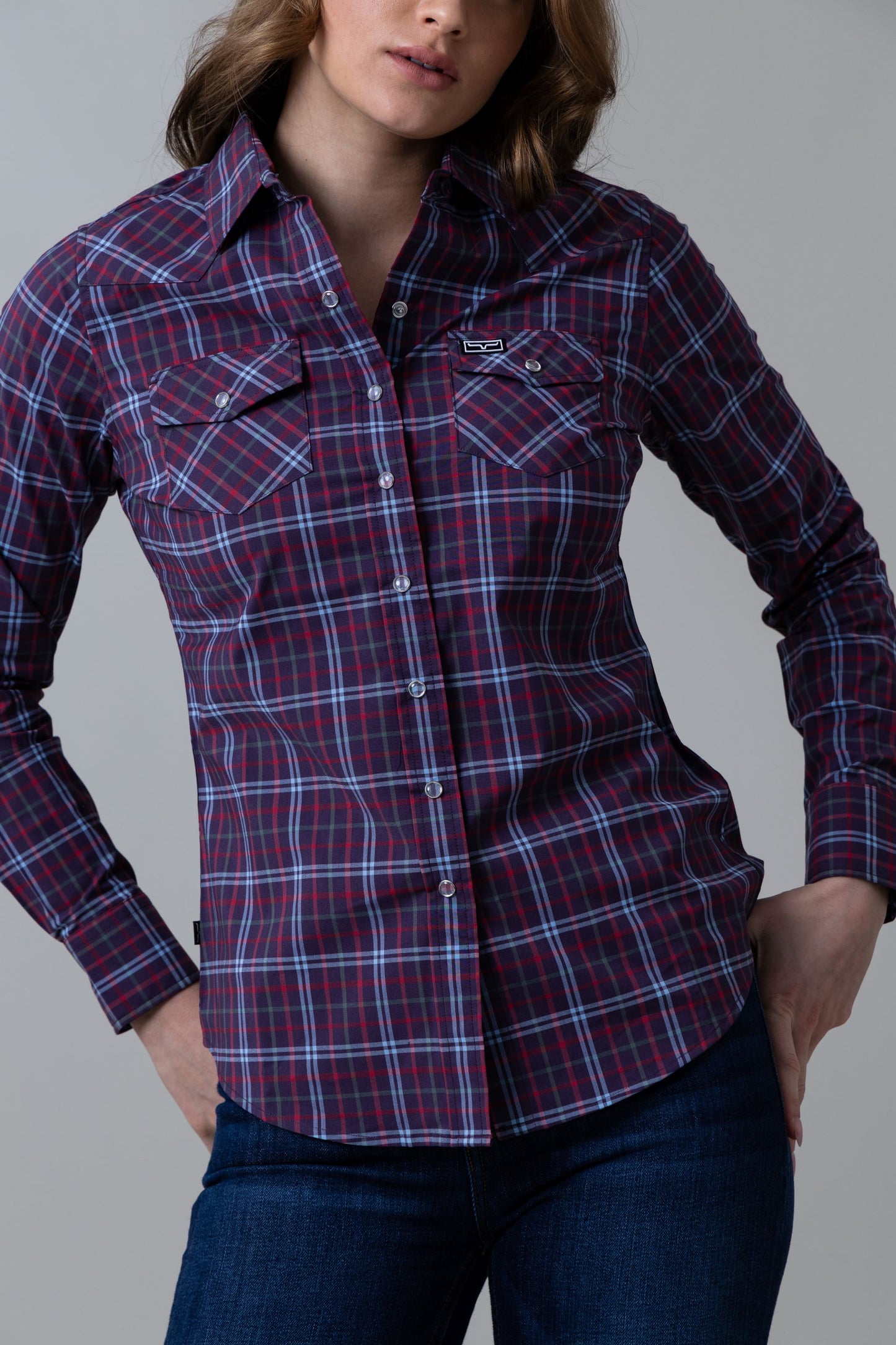 Kimes Ranch Ladies Lucas Plaid Magenta Long Sleeve Shirt