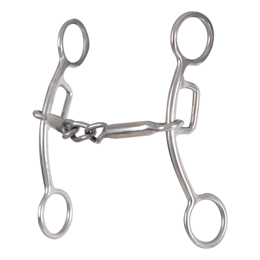 Classic Equine Goostree Delight Shank Gag Barrel Bit with Thick Bar Chain