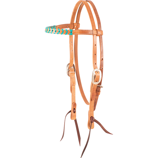 Martin Saddlery Browband Headstall with Turquoise Lace