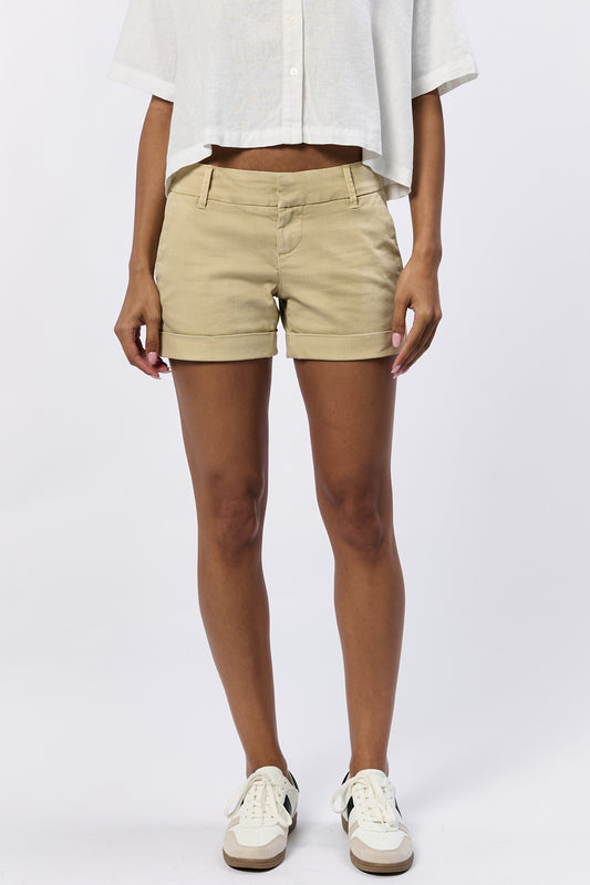 Dear John Hampton Mid Rise Shorts in Pale Khaki