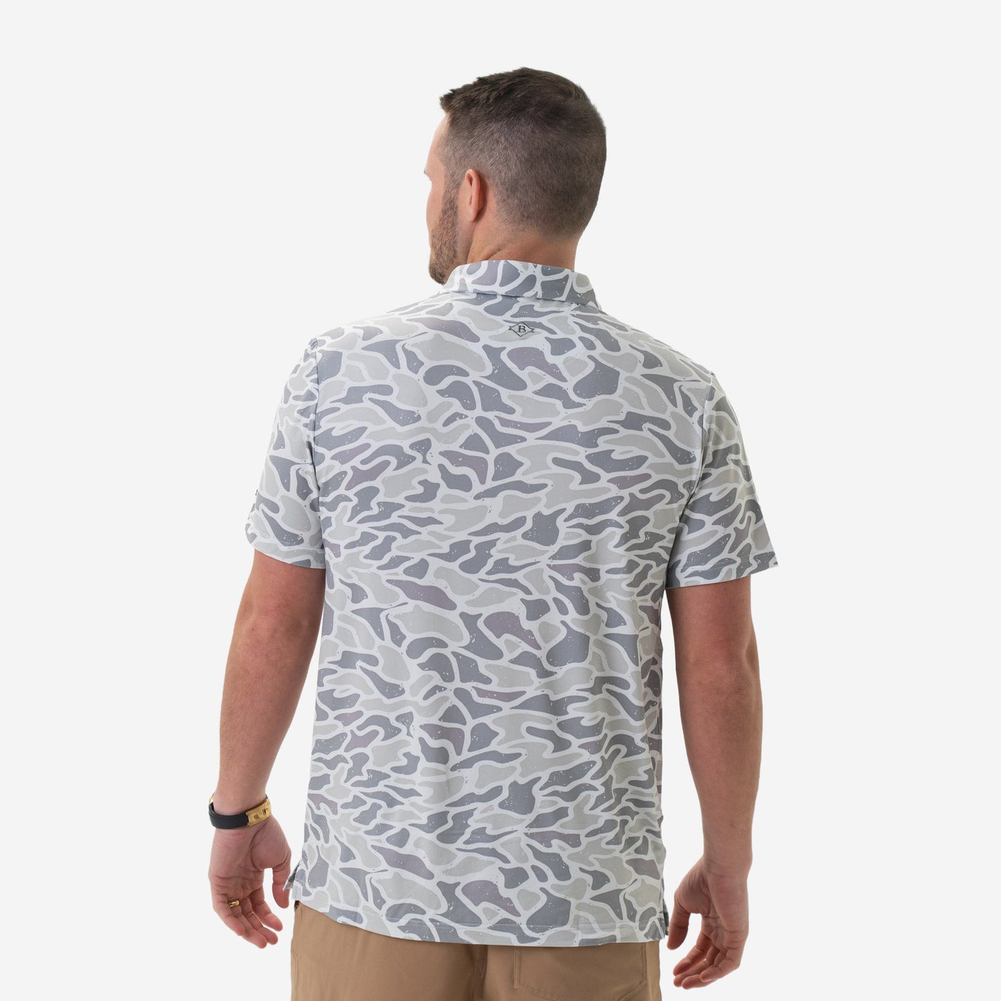 Burlebo Men's Performance White Camo Polo