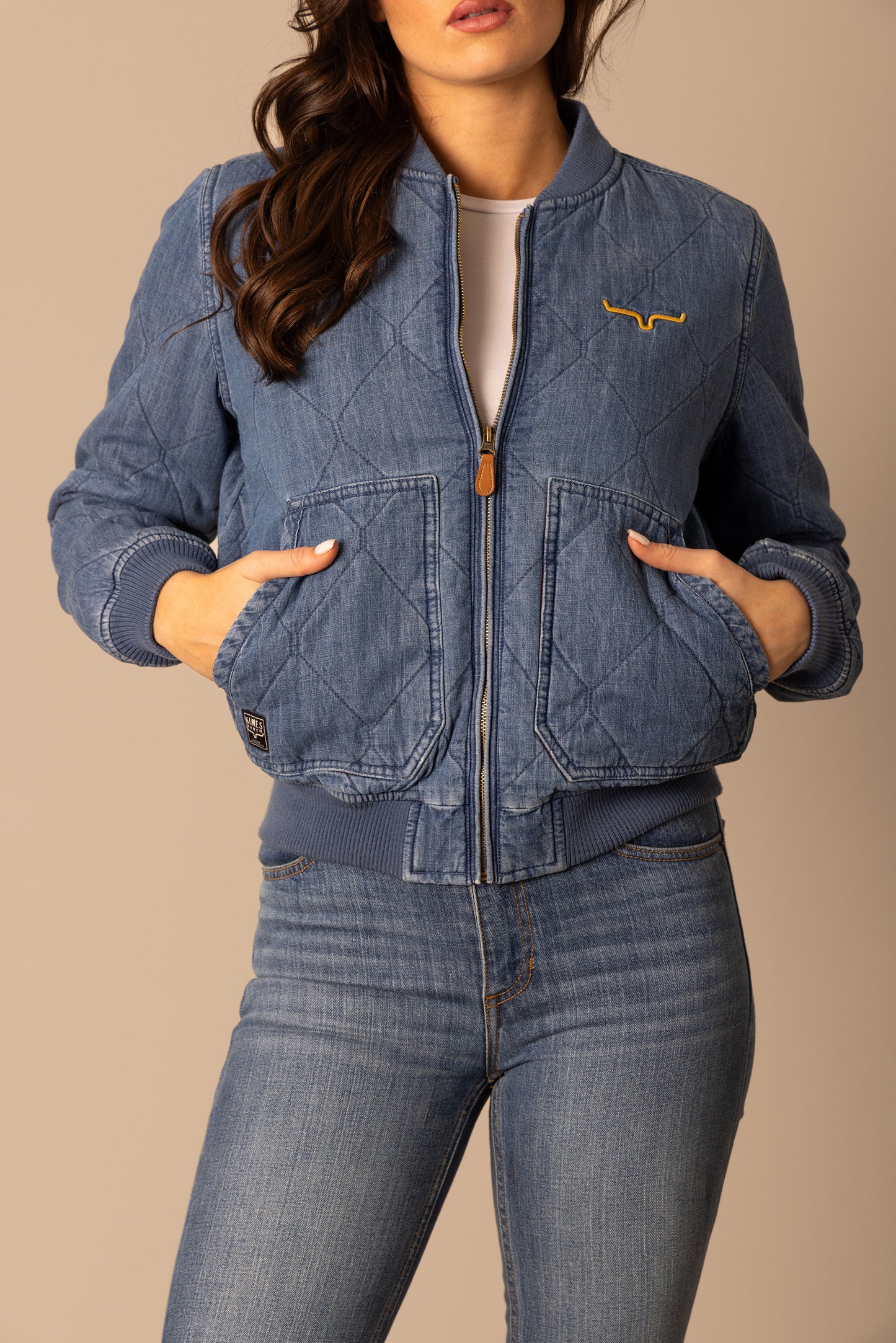 Kimes Ranch Marinos Bomber Jacket in Light Wash Indigo