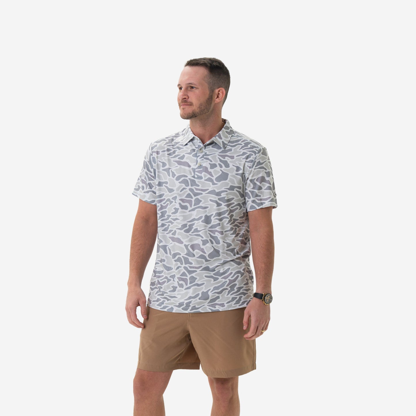 Burlebo Men's Performance White Camo Polo