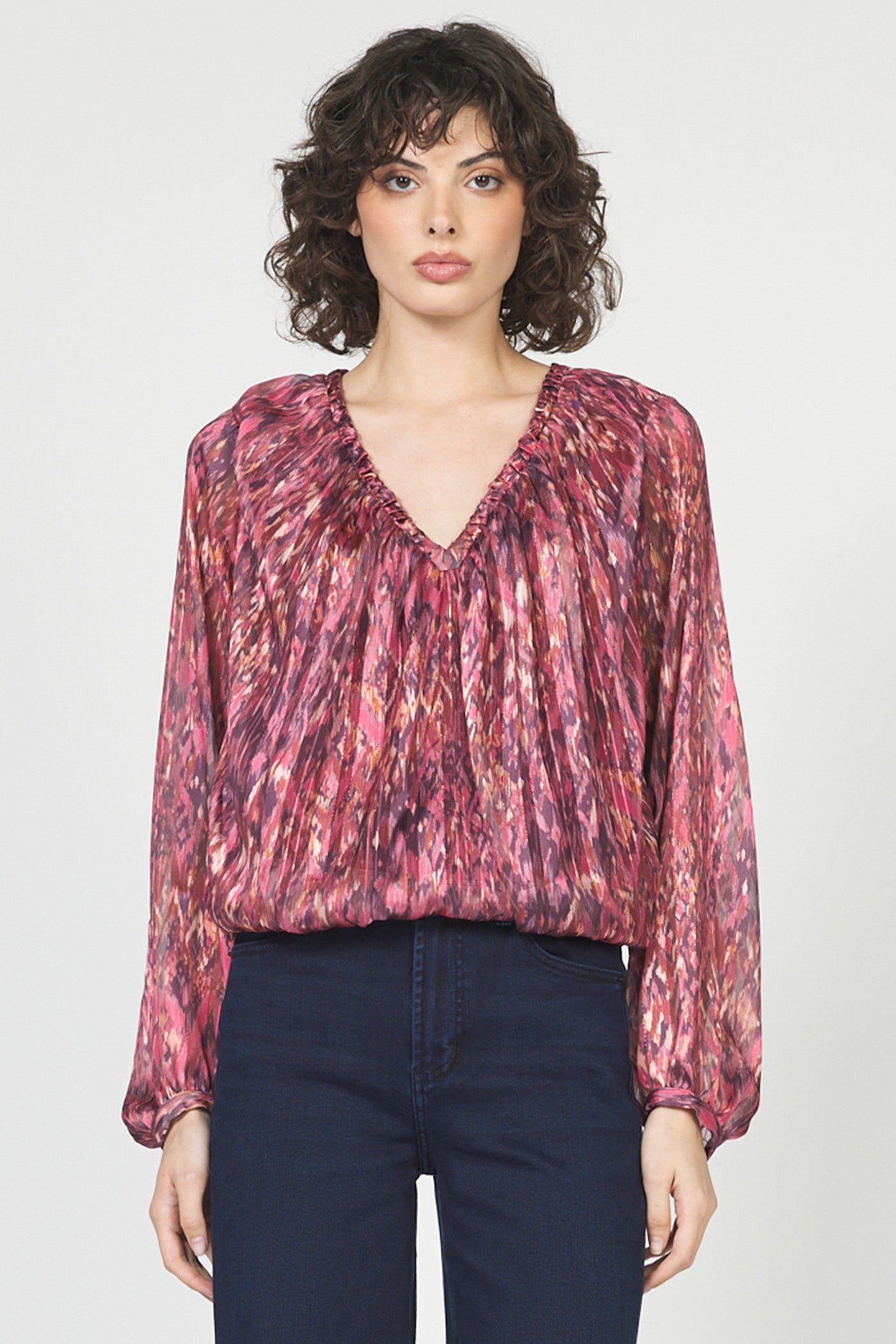 Dear John Piaf Top in Pomegranate Flame