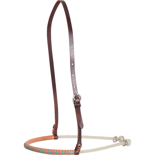 Martin Saddlery Single Rope Noseband with Turquoise Lacing