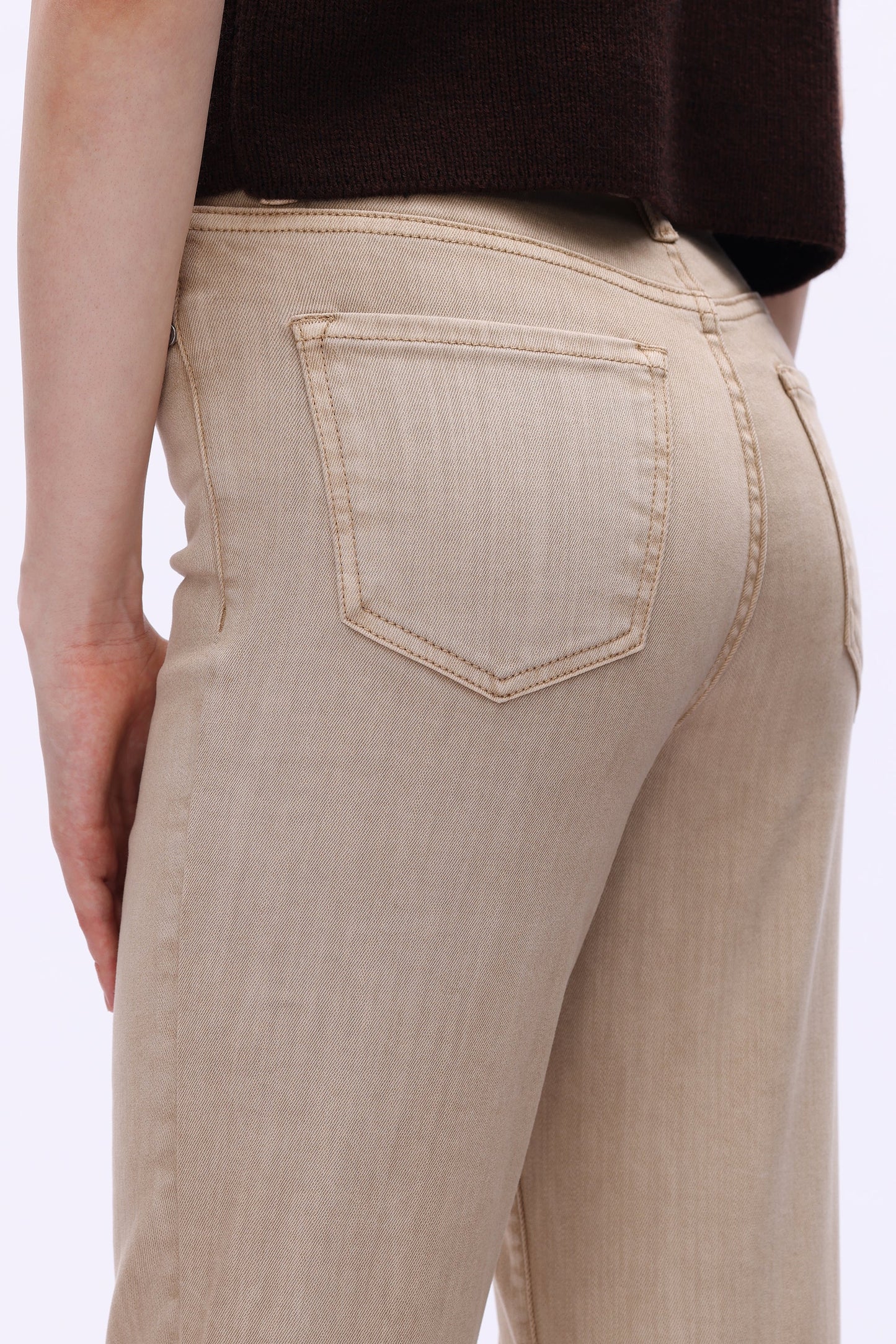 Bayeas High Rise Creased Straight Leg Pants in Khaki