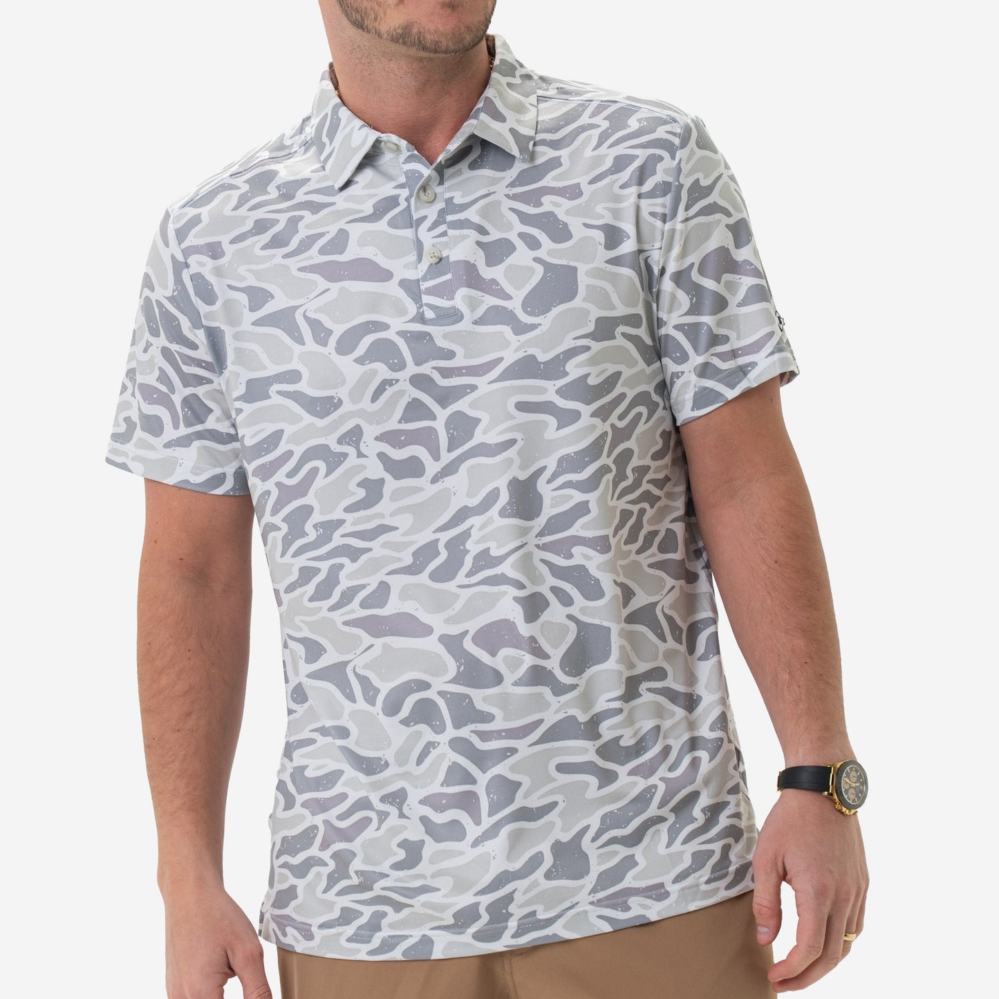 Burlebo Men's Performance White Camo Polo